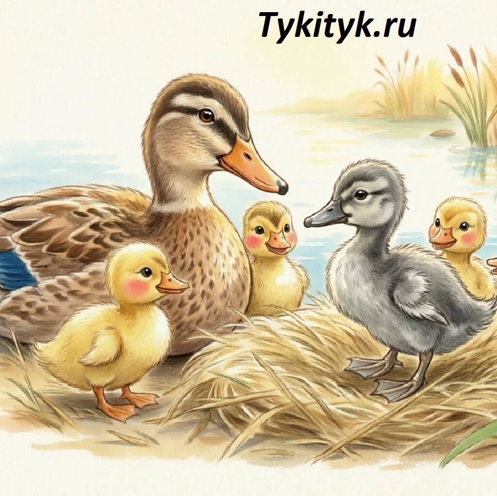 Картинка к сказке «Гадкий утёнок». Автор — Андерсен Г. Х.