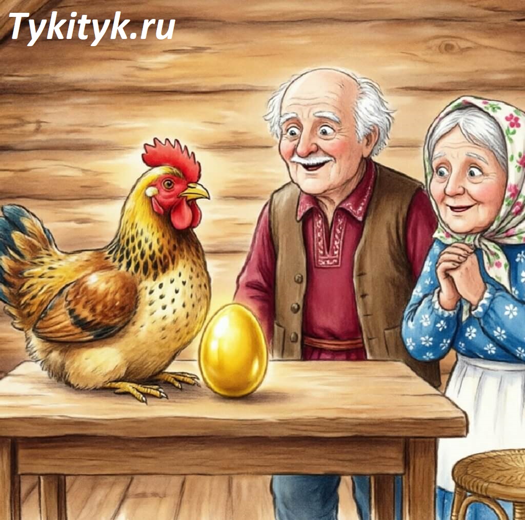 Картинка к сказке «Курочка Ряба». Русская народная.