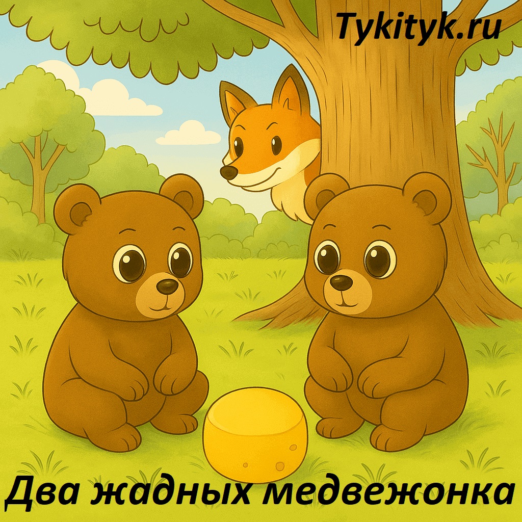 Картинка к сказке Два жадных медвежонка Венгерская народная