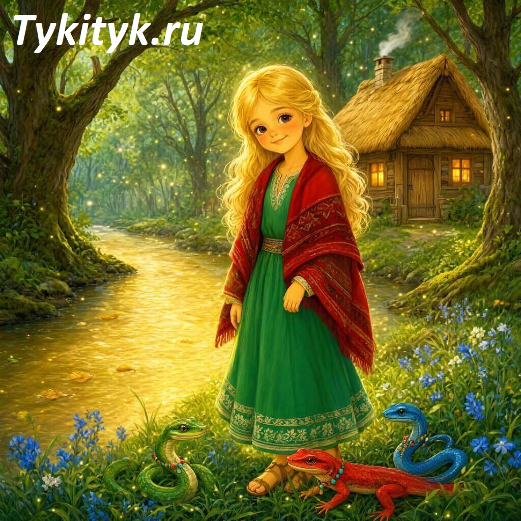 Картинка к сказке «Золотая девочка». Болгарская народная.